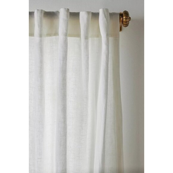 Anthropologie Relaxed Linen Curtain White NEW $138 96 x 50 - Picture 2 of 5